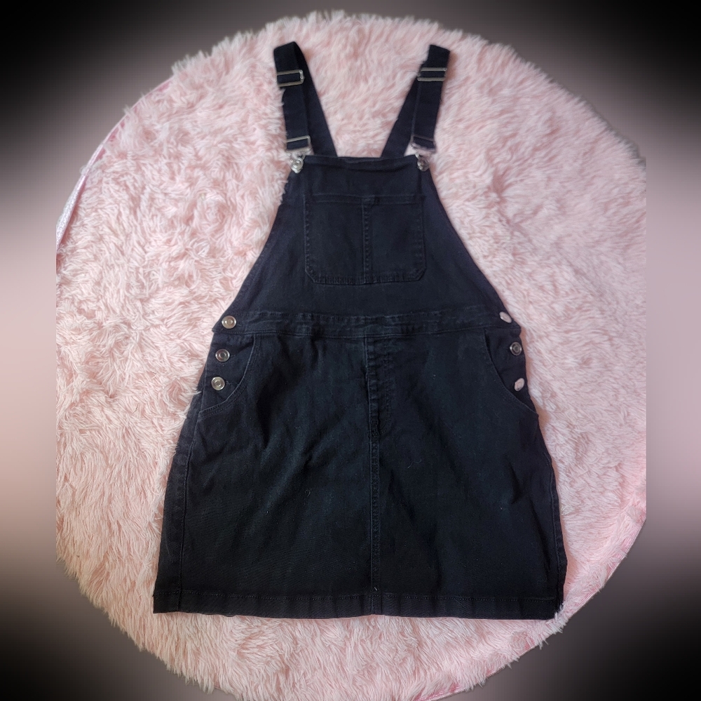 Hot Topic Black Denim Overall Dress